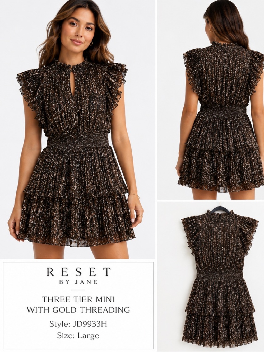 Reset By Jane-Chic Neutral Patterned Mini Dress - Picture 5 of 5